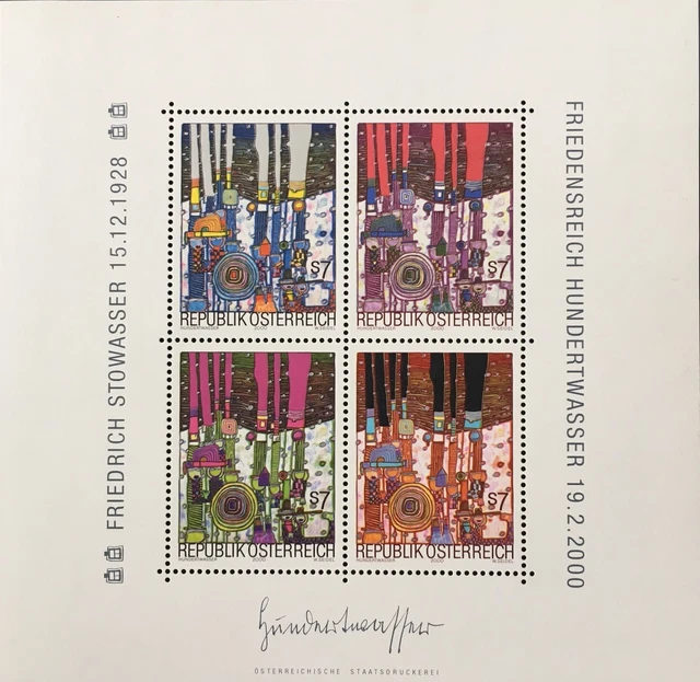 2000 Friedensreich Hundertwasser, Block MI 15, ANK 17 postfrisch / MNH