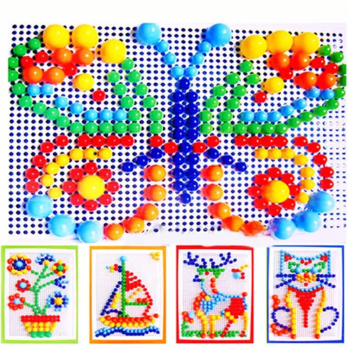 Children Puzzle Peg Board With 296 Pegs For Kids Early Educational Toy DIY Gifts 2