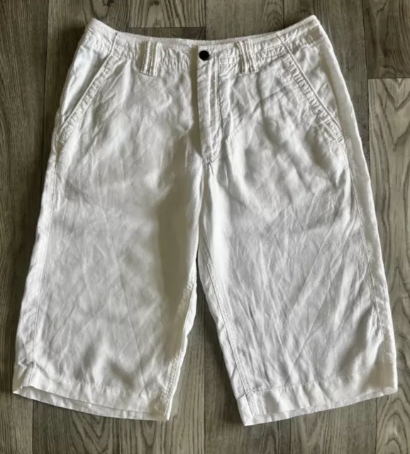 Blue Harbour /M&S Mens Chino Shorts, Size 34 Waist, White, Linen, Vgc