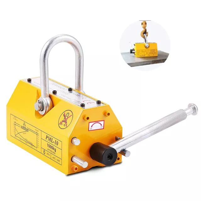 2200 lb/ 1000KG Steel Magnetic Lifter Permanent Lifting Magnet Crane Hoist US