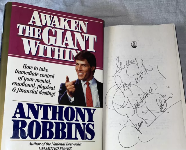 SIGNED Mint Anthony Tony Robbins Awaken the Giant Within Book HC Hardcover DJ
