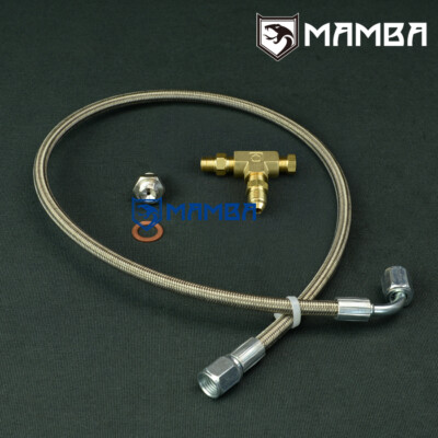 MAMBA Turbo Oil Feed line Kit M10x1.25mm TD04 TD05 TD06 / 4AN Line 50cm