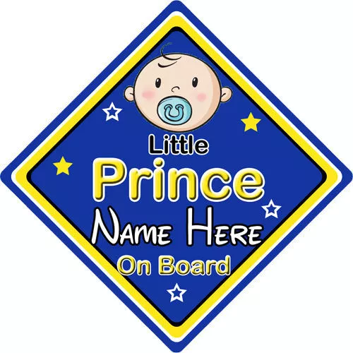 Baby On Board Car Sign ~ Little Prince On Board ~ Blue - Personalised