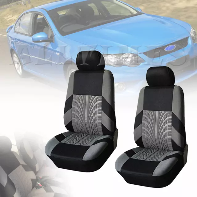 Black & Gray Cloth Front Seat Covers Protector For Ford Falcon FG BA BF XR6 XR8