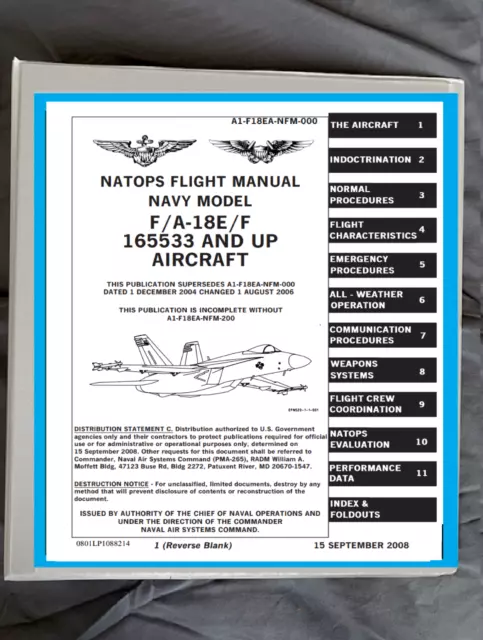 F/a-18 e/f hornet aircraft Operating flight manual manual & binder