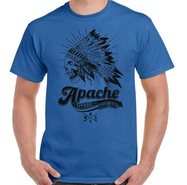 T-shirt teschio indiano Apache abbigliamento uomo copricapo moto biker tatuaggio bici 8