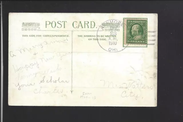 Kenmore,Ohio.1910 Postcard.handstamp Cl. Summit Co. Dpo. 1908/1918.