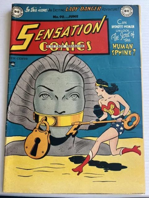 SENSATION COMICS #90 June 1949-DC WONDER WOMAN, ETC.-LAST WILDCAT-UNGRADED,NICE!