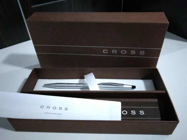 CROSS CENTURY CLASSIC SATIN CHROME BALLPOINT AT0082-14 PEN Stylo Bille BIRO NEW 2