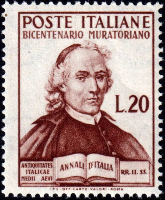 Repubblica - 1950 - Lire 20 Ludovico Muratori - nuovo (MNH) - Sassone n.625