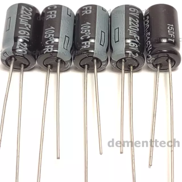 5x 220uF 16v Panasonic FR Low-ESR Impedance 105C radial Capacitors caps 6.3mm 3