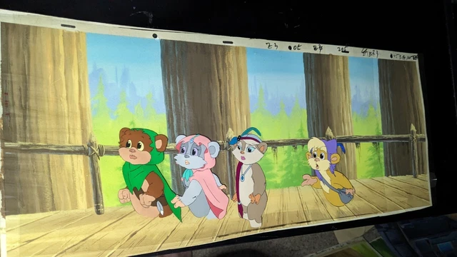 EWOKS animation cels BACKGROUND production art  Vtg Star Wars Toys Figures X1