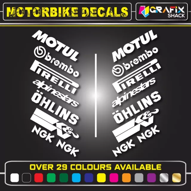 16 X Belly Pan Fairings Motorcycle Track RACING STICKERS Sponsor Vinyl Decals