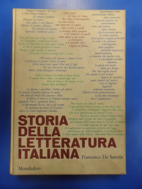 STORIA DELLA LETTERATURA italiana. De Sanctis. Mondadori 1961 rilegato