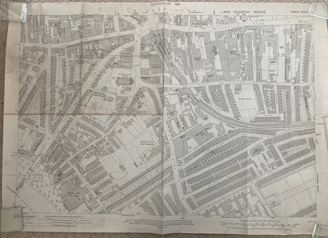 VINTAGE ORIGINAL 1921 Street Map London Hammersmith Fulham Ordnance ...