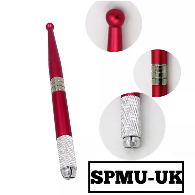 Microblading Pen – Manual Tattoo Eyebrow needles Holder, RED Aluminium UK Seller