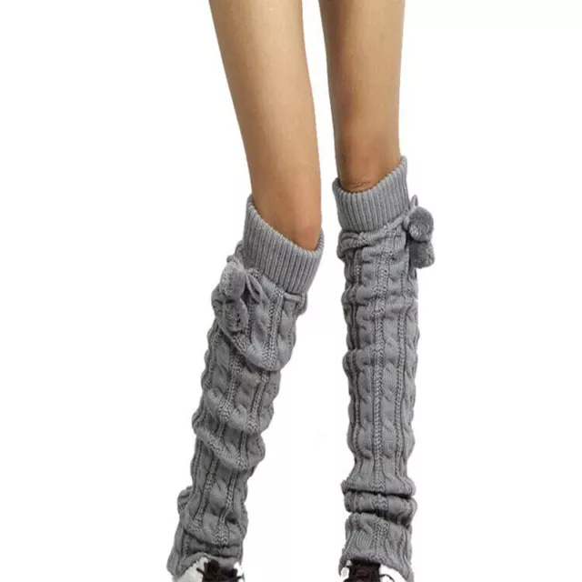 Women Winter Knit Over Knee Long Boot POM POM Leg Warmers Supplies Thigh-High