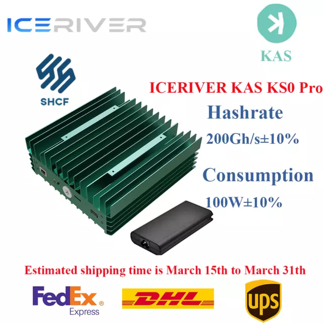 Pre-Sale Ship March 15th-31th IceRiver KAS KS0 PRO Asic Miner 200Gh/s With PSU