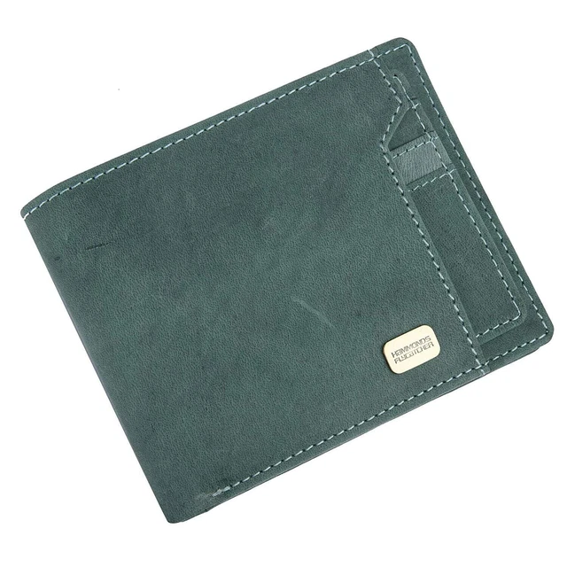 Nuevo Rfid Protegido Luz Turquesa Cuero Bi Pliegue Cartera para Hombres