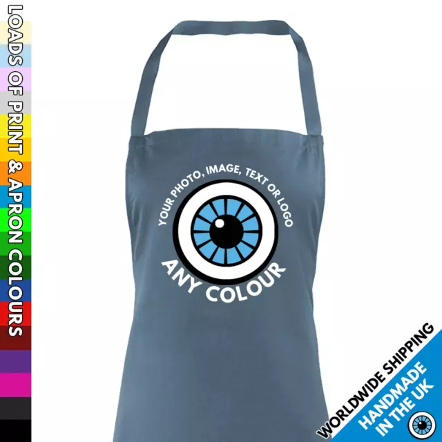 Personalised Image Apron • Adults Custom Printed Aprons •  Logo Text Photo Print