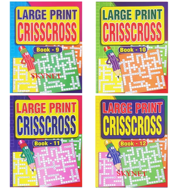A4 Large Print Crisscross Crossword Puzzle Books Book Kids Adults 59 Puzzles