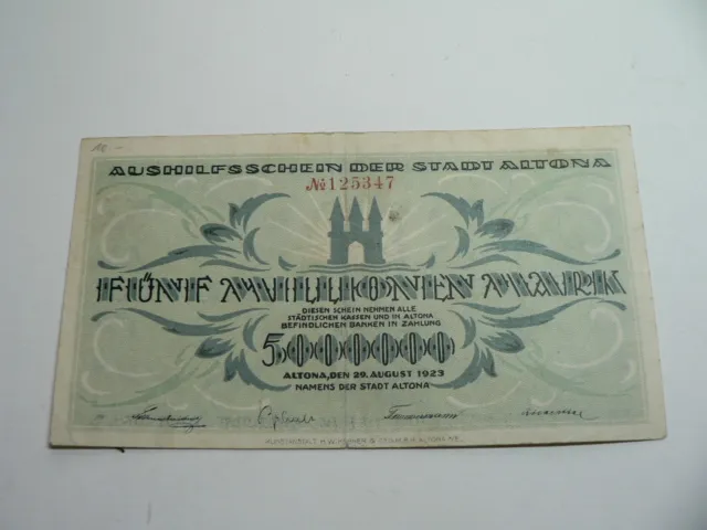 Notgeldschein Stadt Altona 5 Millionen Mark 1923