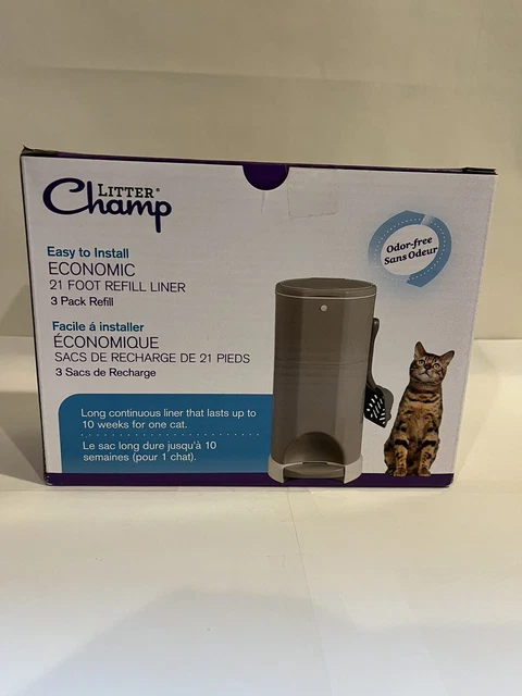 Paquete de 3 bolsas de revestimiento de recarga para Litter Champ caja abierta 21 pies verde sin olor