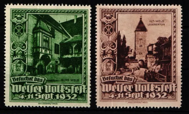 Österreich Vignetten ohne Gummi Welser Volksfest 1932 #KS999