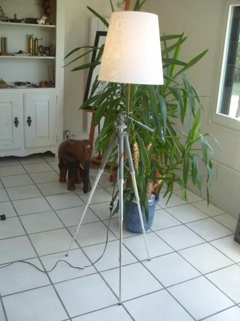 ANCIEN TRÉPIED PHOTO GILUX TOTAL ÉLECTRIFIÉ TRANSFORME LAMPADAIRE LAMPE DÉCO n°2