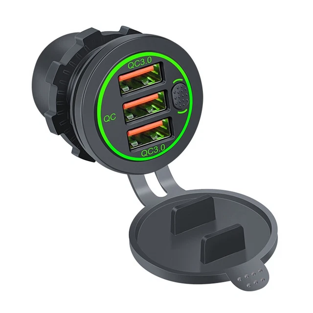 Voiture Chargeur Pratique Tactile Interrupteur 3USB Port Prise de Courant - Neuf