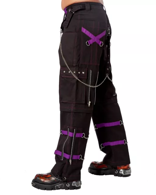 DARKWEAR BLACK AND PURPLE CHAIN TROUSERS GOTH Metal PUNK GOTHIC  SHORTS TROUSER