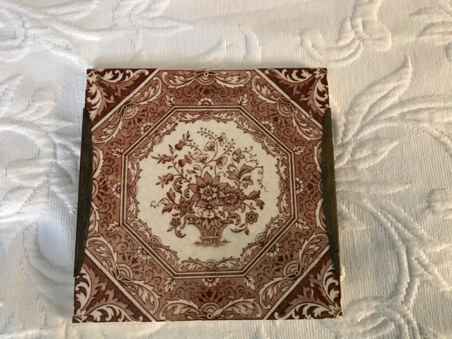 Early 1890s Brown Victorian Wedgwood England Square Tile