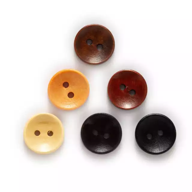 2 hole solid round wooden buttons for sewing, clothing, handwork, crafts 10-25mm