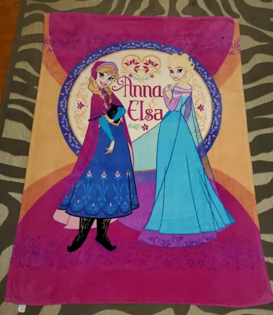 Disney Frozen Elsa & Anna Fleece Blanket 59 X 78, used