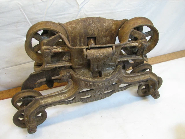 Vintage Myers Unloader Hay Trolley Pulley Farm Barn Architectural Iron Ashland C 2