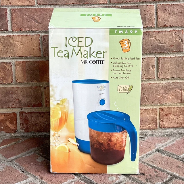 NOS MR. COFFEE 3Quart Iced Tea Maker Pot Blue / White Open Box