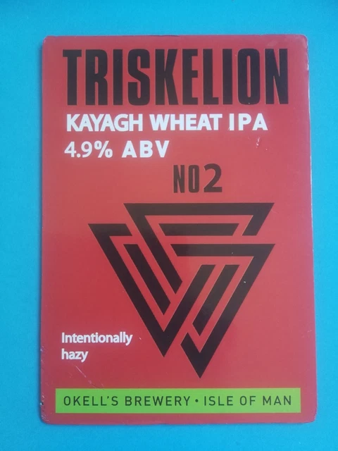 OKELL'S Brauerei TRISKELION Echt Ale Bierpumpe Clip Abzeichen vorne Isle Of Manx