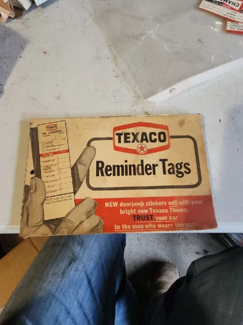 1960's Book Unused TEXACO Service Adhesive Reminder Doorjamb Tags Sevice Station