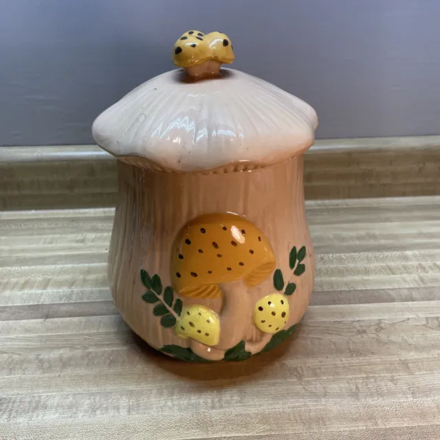 Rare Vintage Arnels Ines Ceramic Mushroom Cookie Jar Canister