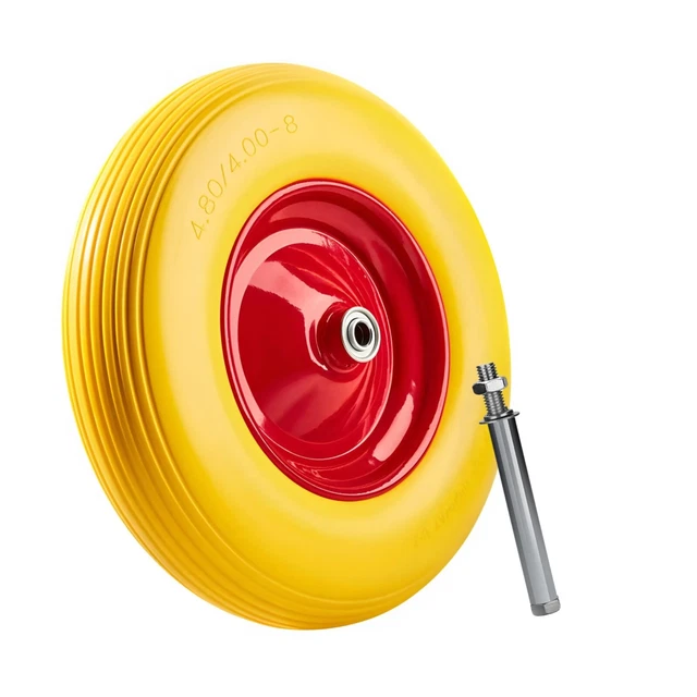 Produktbild von DIVID Schubkarrenrad PU-Vollgummi – ⌀ 390 Mm, Pannensicher, Auf Stahlfelge, Schwarz, Für Handelsübliche Schubkarren