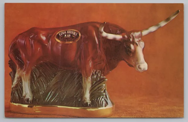 Advertising~Ezra Brooks Bottle~Texas Longhorn~12 Yr Old Whiskey~Vintage Postcard