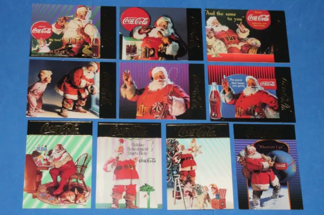 1995 Coca Cola Series 4 Insert 10 Card Set S31-S40 Collect-A-Card Santa Subset