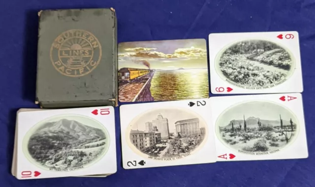 Vtg SOUTHERN PACIFIC LINES Souvenir Deck PLAYING CARDS 52 Scenes Railroad