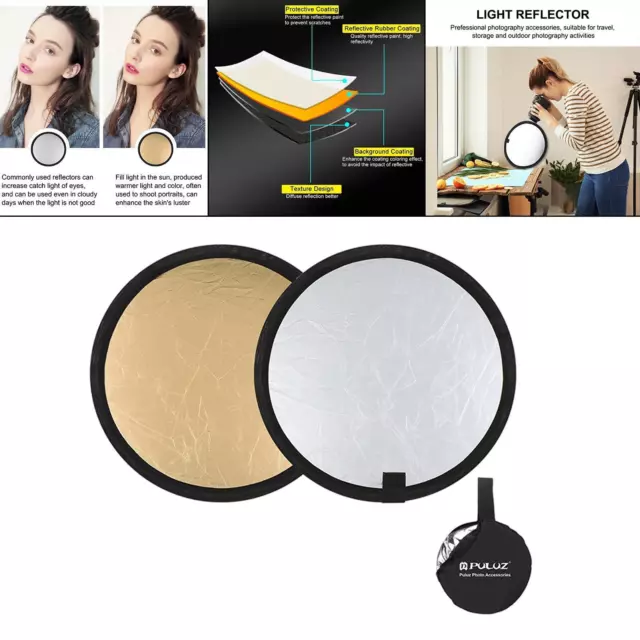 Mini Light Reflectors Gold with Bag Collapsible Bounce Board for Video Travel