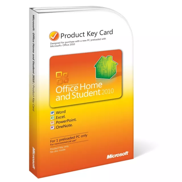 Microsoft Office Home and Student 2010 Full Retail Windows Key Card 1 PC License