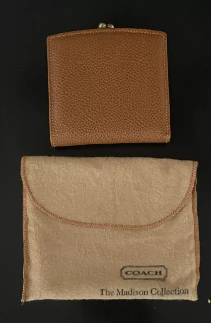 Vintage 1994 EUC Coach Madison Collection Pebbled Coin Purse Wallet Med Brown
