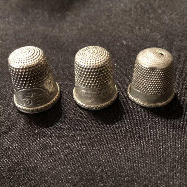 Antique Lot Sterling Silver Thimbles Simons Bros.