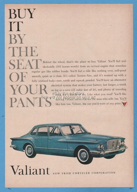1960 Chrysler Plymouth Valiant blue 4 Door hardtop Automobile car auto print ad