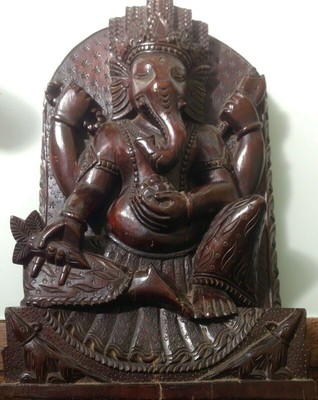 CIRCA 1850' Circa Antico Vecchio Raro Intagliato a Mano Ottone Indù Dio Ganesh Statua 