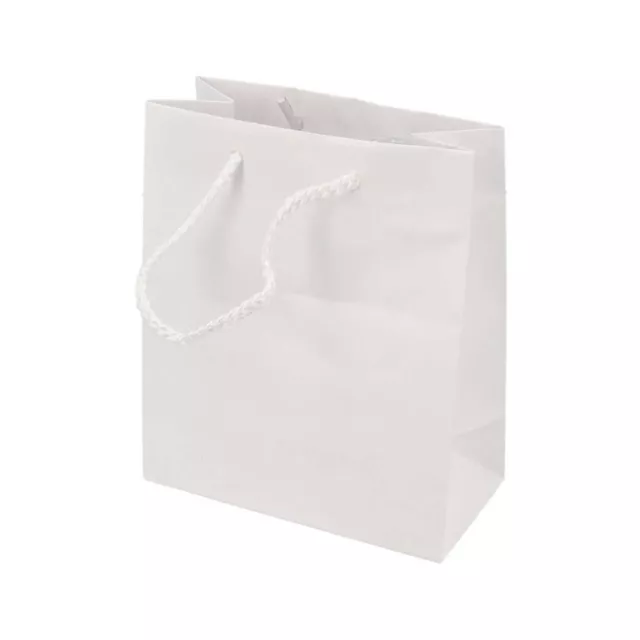 12 PZ Busta Shopper carta plastificata opaca BIANCO 16x8x19 cm 1A35